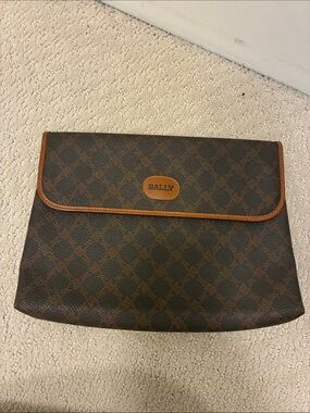 Vintage Bally B-Monogram Coated Canvas Flap Clutch Bag 👝
